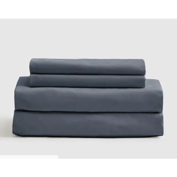 Quince Classic Organic Luxury Percale Sheet Set King Night Fall New #16 - Picture 3 of 3